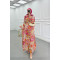Sare Fashion Belted Patterned Viscose Dress in Multicolor
