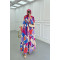 Sare Fashion Belted Patterned Viscose Dress in Multicolor
