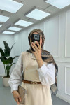 Sare Fashion Belted Sleeveless Dress Beige