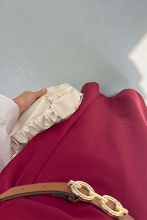 Sare Fashion Belted Sleeveless Dress Burgundy
