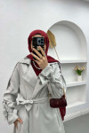Sare Fashion Belted Denim Trench Coat Gray