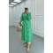 Sare Fashion Belted Denim Trench Coat Dark Green