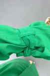 Sare Fashion Belted Denim Trench Coat Dark Green