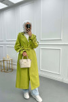 Belted Denim Trench Coat Green