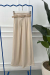 Sare Fashion Belted Palazzo Trousers Beige