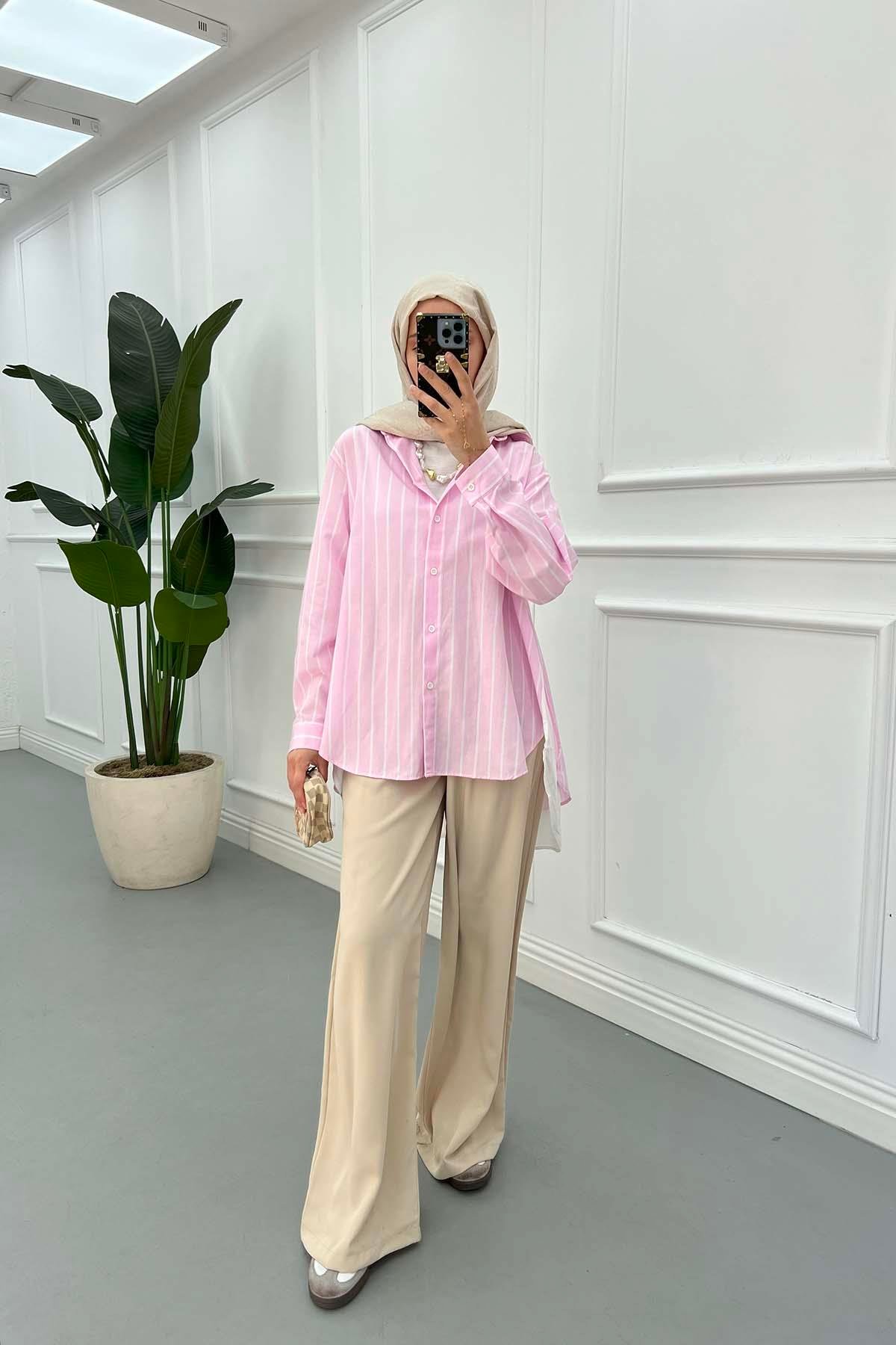 Sare Fashion Belted Palazzo Trousers Beige