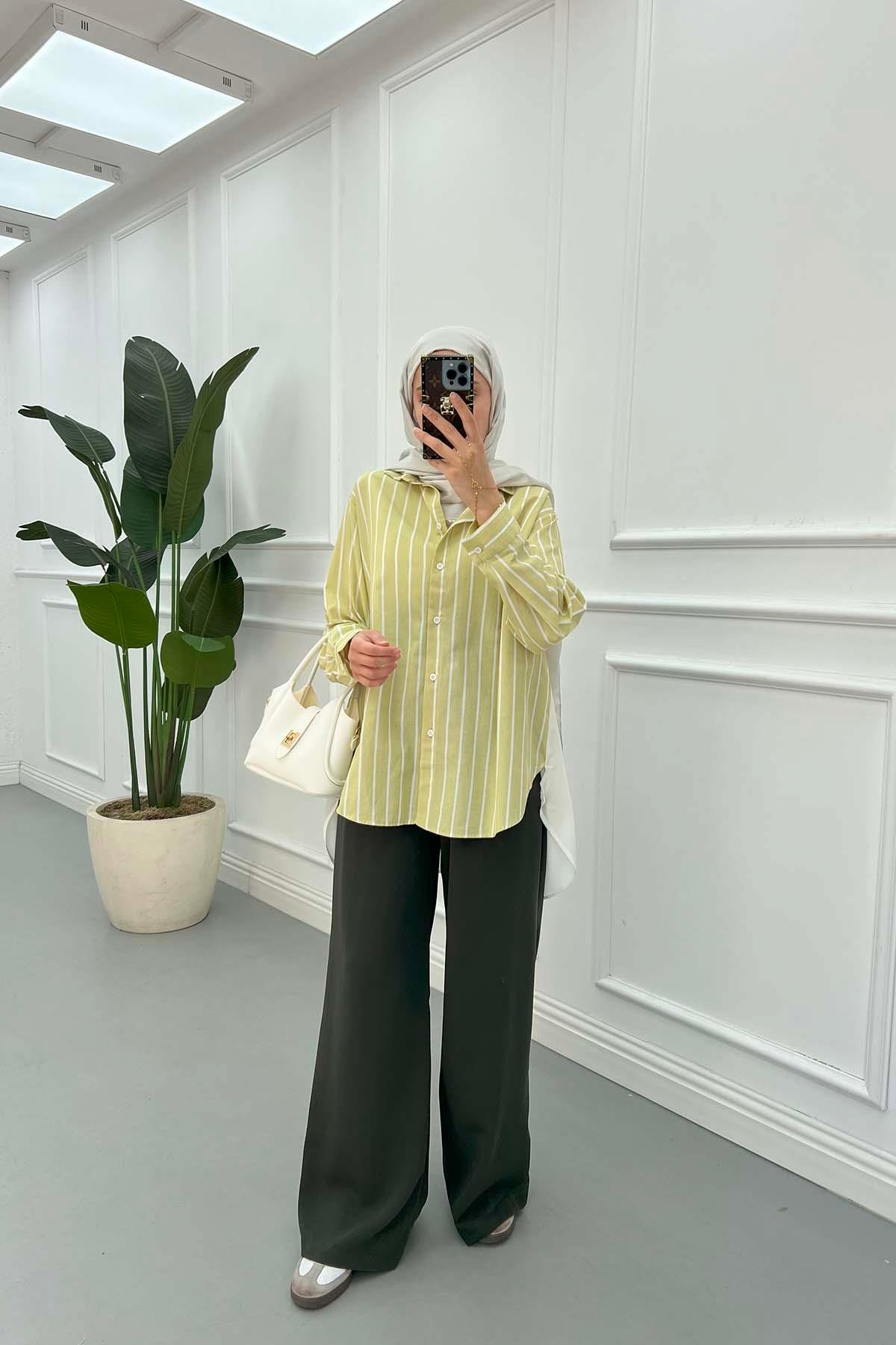 Sare Fashion Belted Palazzo Trousers Khaki