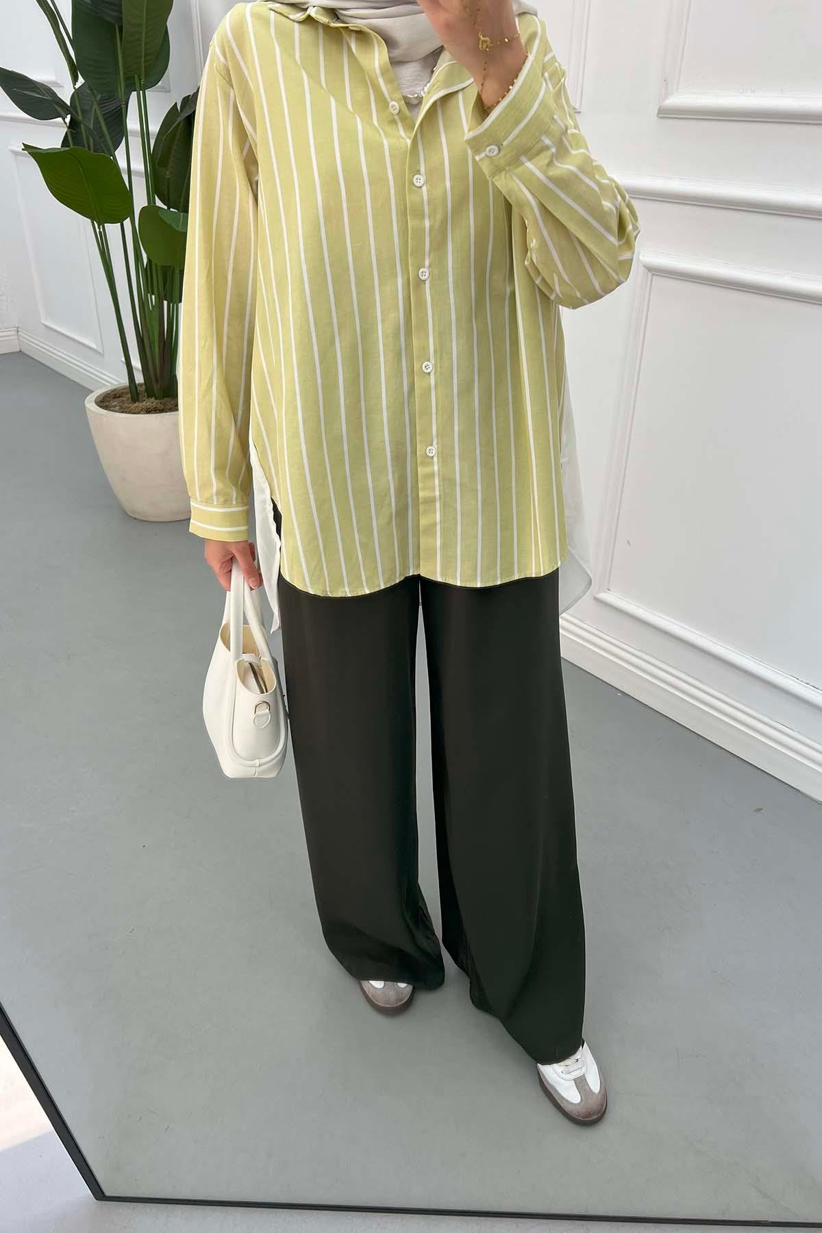 Sare Fashion Belted Palazzo Trousers Khaki