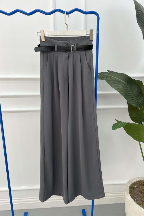 Sare Fashion Belted Palazzo Trousers Soft Green