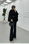 Sare Fashion Belted Poncho Coat Black Sare Fashion Belted Poncho Coat Black