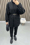 Belted Plush Jacket Black Belted Plush Jacket Black