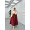 Sare Fashion Belted Pop Skirt Claret Red