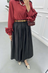 Sare Fashion Belted Pop Skirt Black