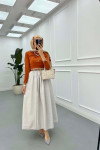 Sare Fashion Belted Pop Skirt Stone