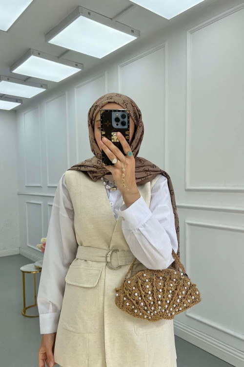 Sare Fashion Belted Vest Set Beige