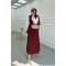 Sare Fashion Belted Vest Set Claret Red
