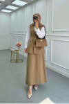 Sare Fashion Belted Vest Set Camel