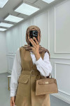 Sare Fashion Belted Vest Set Camel