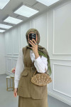 Sare Fashion Belted Vest Set Khaki