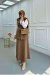 Sare Fashion Belted Vest Set Brown