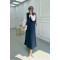 Sare Fashion Belted Vest Set Navy Blue