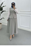 Sare Fashion Belted Vest (Lined) Suit Gray