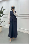 Sare Fashion Belted Vest (Lined) Suit Navy Blue Sare Fashion Belted Vest (Lined) Suit Navy Blue