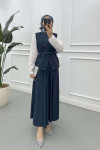 Sare Fashion Belted Vest (Lined) Suit Navy Blue Sare Fashion Belted Vest (Lined) Suit Navy Blue
