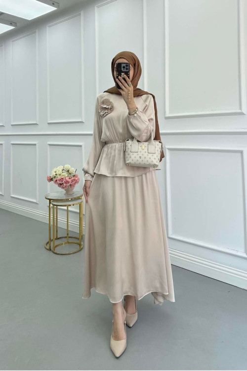 Sare Fashion Beige Floral Skirt Suit