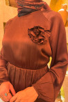Sare Fashion Floral Skirt Suit Brown