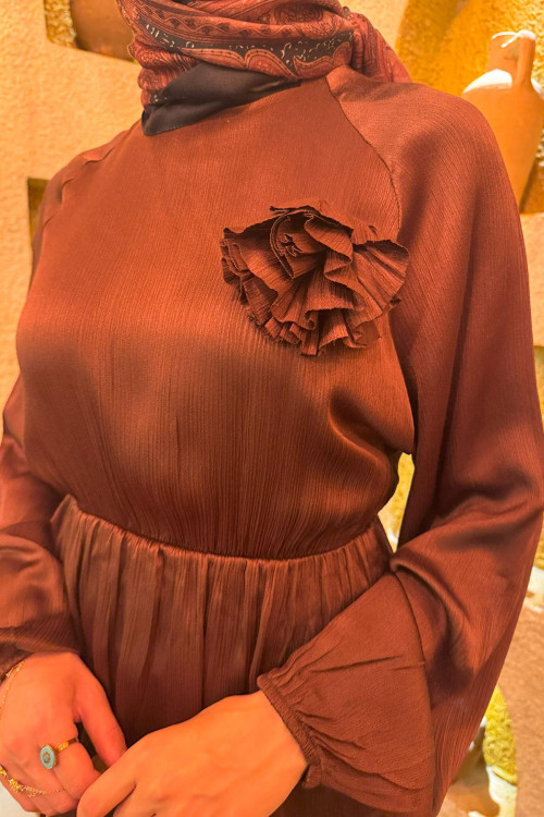 Sare Fashion Floral Skirt Suit Brown