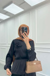 Sare Fashion Floral Skirt Suit Black
