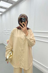 Sare Fashion Self Patterned Shirt Set Beige