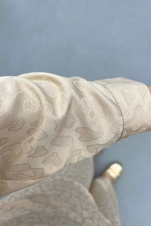 Sare Fashion Self Patterned Shirt Set Beige