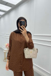Sare Fashion Self Patterned Shirt Set Brown