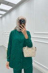 Sare Fashion Self Patterned Shirt Set Emerald Green