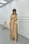 Sare Fashion Self Patterned Jacquard Dress Beige