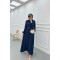 Sare Fashion Self Patterned Jacquard Dress Navy Blue
