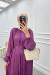 Sare Fashion Self Patterned Jacquard Dress Purple