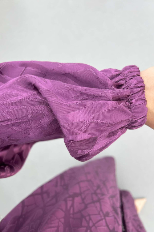 Sare Fashion Self Patterned Jacquard Dress Purple
