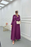 Sare Fashion Self Patterned Jacquard Dress Purple