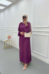 Sare Fashion Self Patterned Jacquard Dress Purple