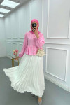 Sare Fashion Crinkle Flared Skirt White