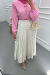 Sare Fashion Crinkle Flared Skirt White
