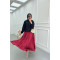 Sare Fashion Crinkle Flared Skirt Claret Red