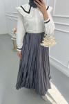 Sare Fashion Crinkle Flared Skirt Gray