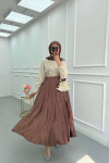 Sare Fashion Crinkle Flared Skirt Brown