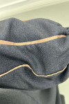 Sleeve Piping Skirt Suit Dark Navy Blue