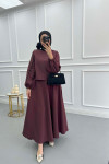 Sleeve Piping Skirt Suit Plum