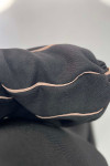 Sleeve Piping Skirt Suit Black